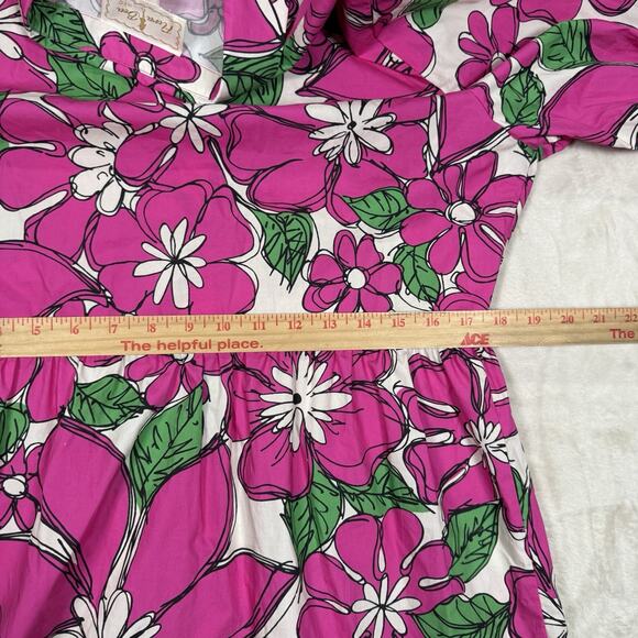 Flora Bea NYC Tinsley Long Sleeve Shirt Dress Mini Pink Floral Women's Size XL - Picture 10 of 11
